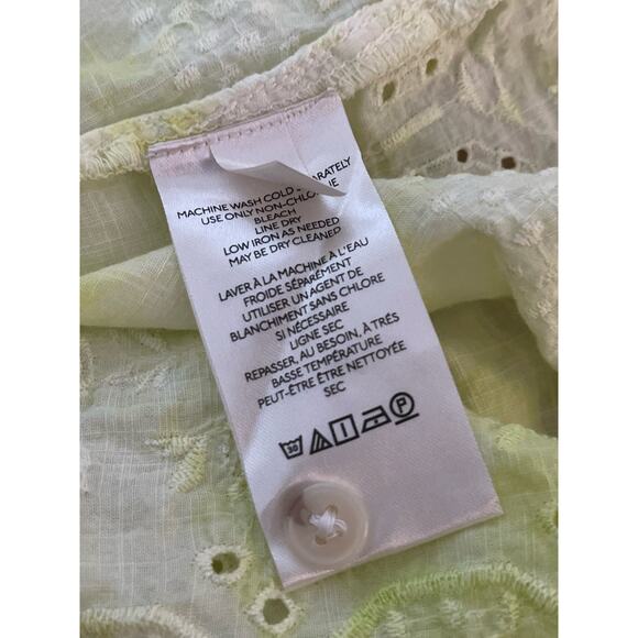 ANTHROPOLOGIE PILCRO CATE Button Down Watercolor Shirt Top Citron Yellow XL - Picture 8 of 10